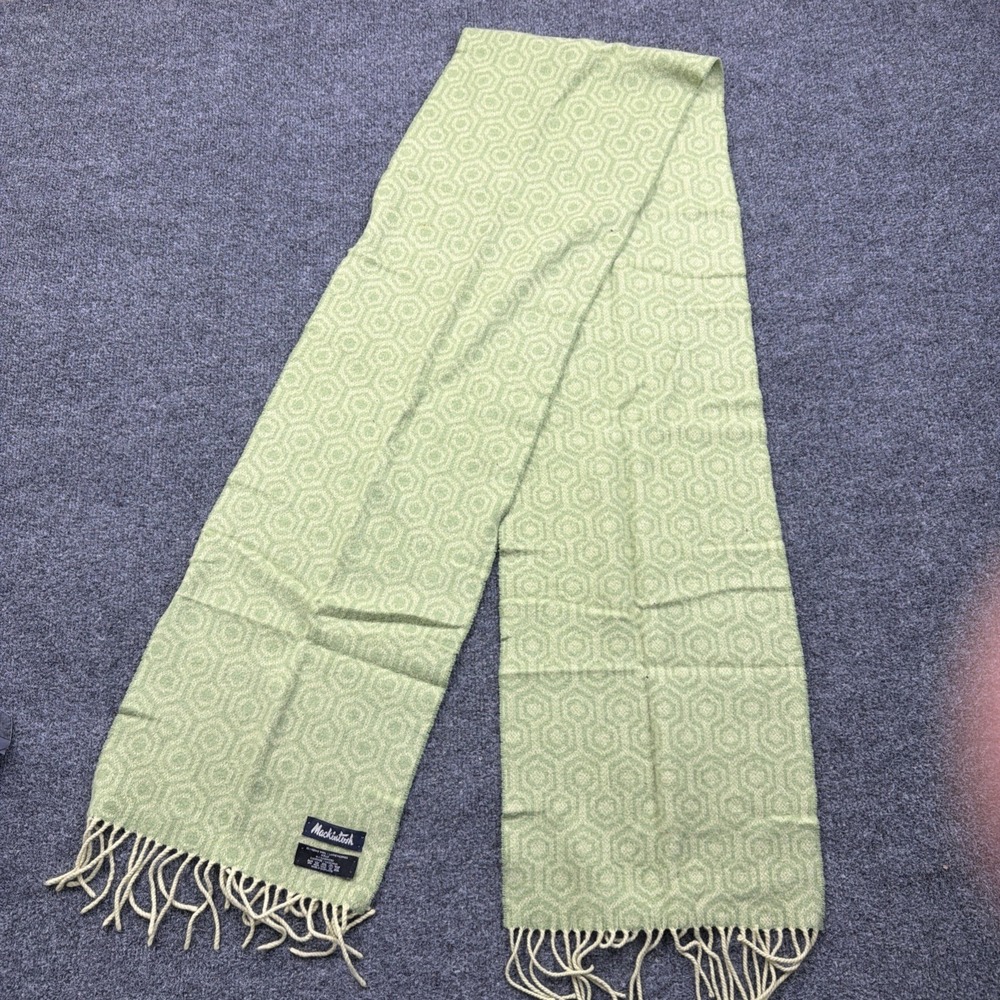 VINTAGE Mackintosh Womens Green Chashmere & Merino Wool Knit Scarf Tassles